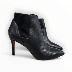 LOEFFLER RANDALL Black Leather Pointed Toe Stiletto Ankle Booties 9B